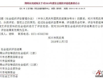 鄭州市電梯商會榮獲4A級社會組織稱號